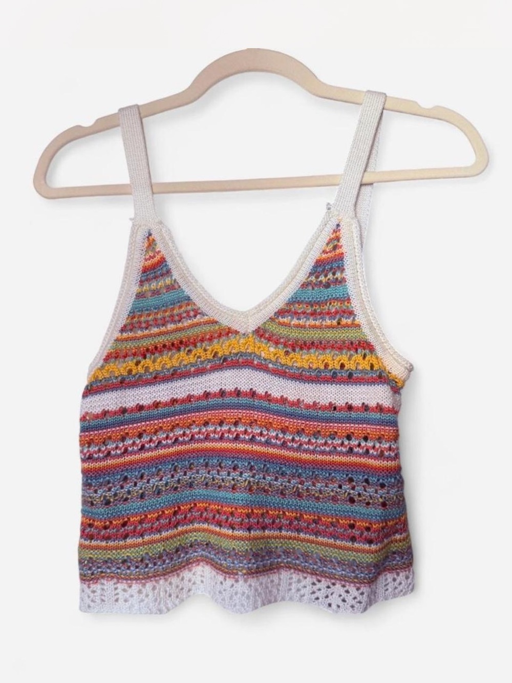 Altar'd State Multicolor Crochet Knit Tank Top